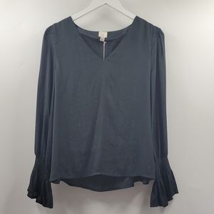 A New Day Snake Print Top Black Boho V Neck Career NEW